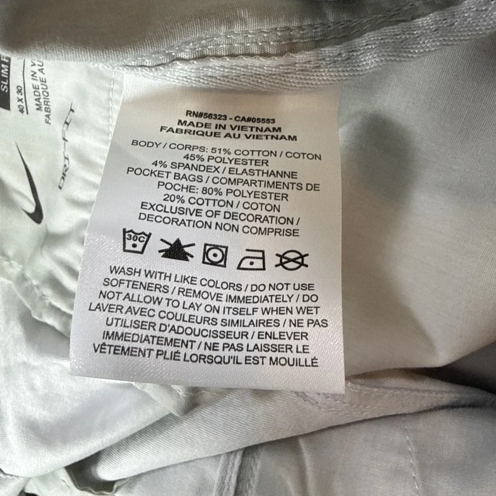 Nike Dri-FIT UV Slim-Fit Golf Chino Pants Photon Dust DA4130-025 Mens Size 40X30